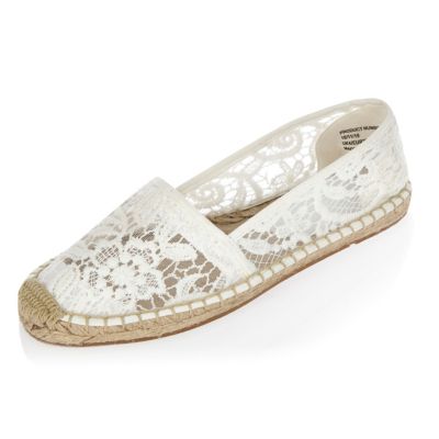 White lace espadrille shoes